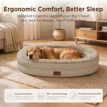 Waterproof Orthopedic Dog Bed for Large Dogs, Light Brown