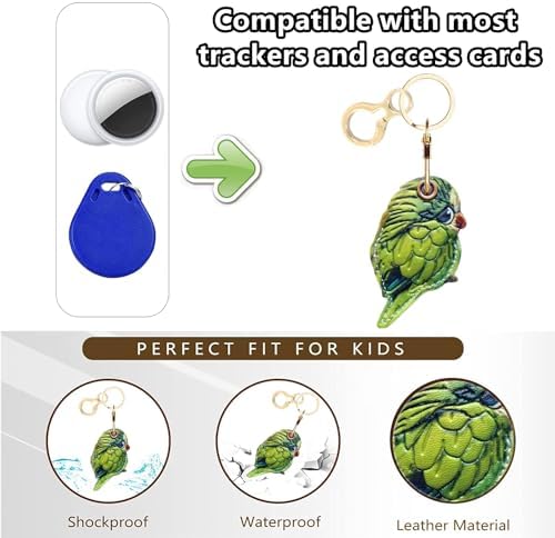BORKUANA PU Leather Keychain Holder Protective Case Compatible with AirTag