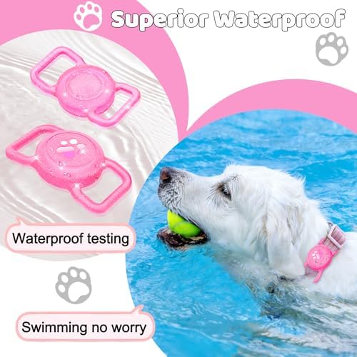 SANKALA Luminous Airtag Dog Collar Holder, Pink Glitter, 1 Pack