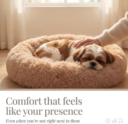 nononfish Cozy Dog Bed for Small Dogs,Soft Plush Donut Pet Bed
