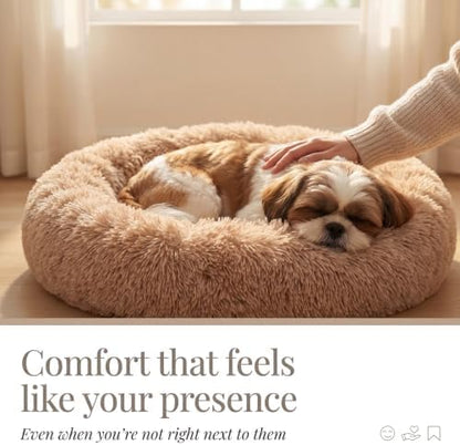 nononfish Cozy Dog Bed for Small Dogs,Soft Plush Donut Pet Bed