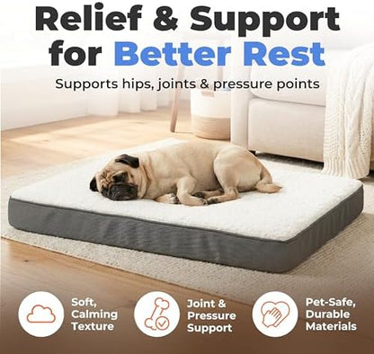 Best Pet Supplies Orthopedic Dog Bed with Memory Foam, Washable Dog Crate Mat for Small, Medium & Large Dogs, Thick Mattress for Crates, Kennels or Floor, Waterproof Pet Bed - Gray, 24 x 16 x 3