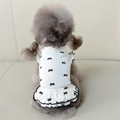 Small Dog Clothes Extra Small Dogs Spring Summer Dress Cute Soft and Breathable Outfits for Female Chihuahua Shih Tzu Yorkshire Puppy Cats (White Dress, Small)