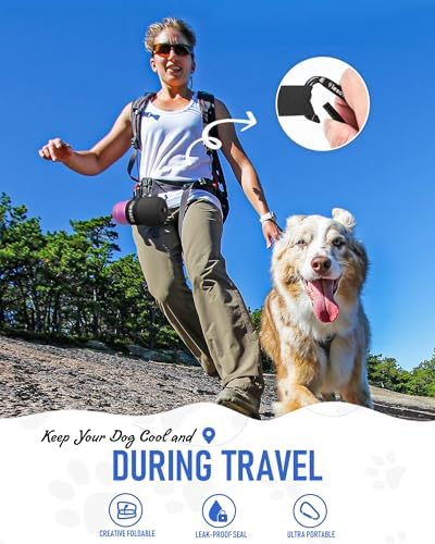 lesotc Dog Water Bottle, Portable Water Dispenser with Bowl, Leak Proof Pet Travel Water Bottle Puppy Essentials Doggie Stuff Accessories for Outdoor Walking, Hiking, Camping
