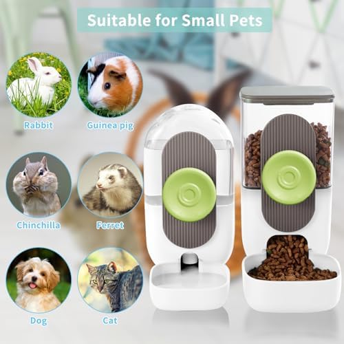 Lemtrflo Rabbit Feeder, Bunny Water Bottle Dispenser, Pet Cage Food Bowl