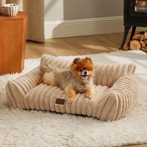 Bedsure ComfyFleece™ Shown on TV Fluffy Dog Couch for Pets,30in Sandy Beige