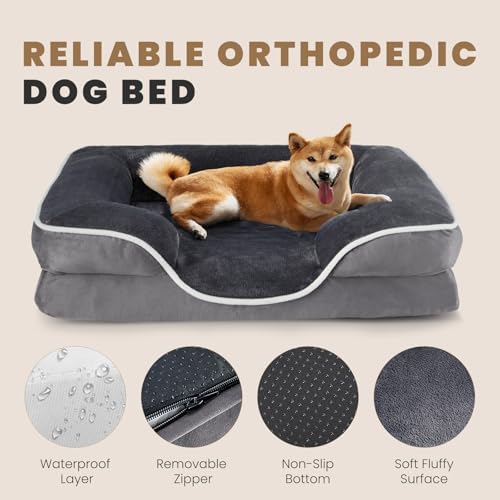 NEWBULIG 42x32 Inch Orthopedic Dog Bed for Indoor Use, Soft Surface