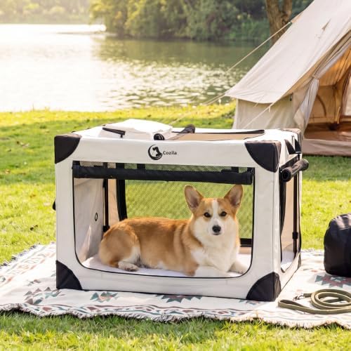 Portable Collapsible Soft Dog Crate for Medium Dogs, 30in Grey