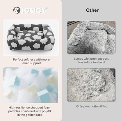 JOEJOY Small Dog Bed for Small Dogs, Rectangle Washable Orthopedic Dog Bed with Removable Zipper Cover, Cute Soft Calming Puppy Pet Bed with Jacquard Shaggy Plush & Non Skid Bottom