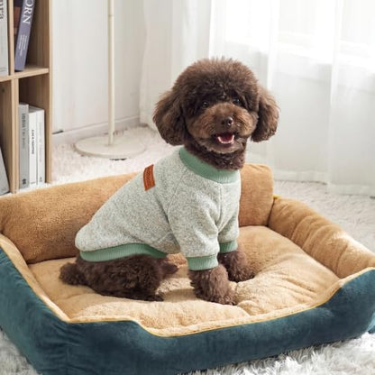 2 Pack Dog Sweaters for Small Dogs Girl Boy Winter Fleece Clothes Warm Soft Dog Sweatshirt Outfit for Dogs Cats Pet Apparel (Light Blue+Matcha Green, M (Back: 13.7", Chest: 17.7", 10-14 lbs))