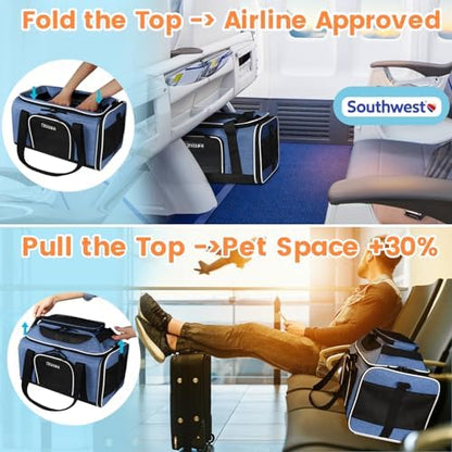 Petskd Top-Expandable Small Pet Carrier 18"x13"x9.5" Airline Approved
