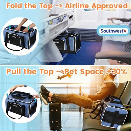 Petskd Top-Expandable Small Pet Carrier 18"x13"x9.5" Airline Approved