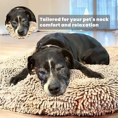 Muddy Mat® Cloud K-9 Bed for Dogs & Cats, Soft & Relaxing Donut Dog Bed, Chenille Material, Removable Cover, Washable & Dryer Safe–Beige Large(40'x40')
