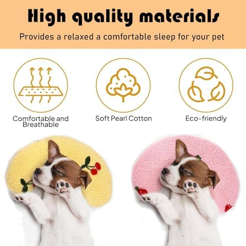 U-Shaped Calming Pillow for Cats and Dogs - Super Soft Plush Fabric, Cozy Headrest, Neck Support for Deep Sleep, Kitten Headrest, Pet Bed (Yellow)
