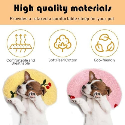 U-Shaped Calming Pillow for Cats and Dogs - Super Soft Plush Fabric, Cozy Headrest, Neck Support for Deep Sleep, Kitten Headrest, Pet Bed (Yellow)