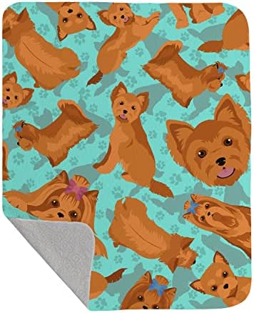 Caroline's Treasures MLM1062LQB Red Yorkie Quilted Blanket 50x60 Artwork Pattern Quilted Throw Blanket for Bed, Couch, Sofa, Soft and Lightweight