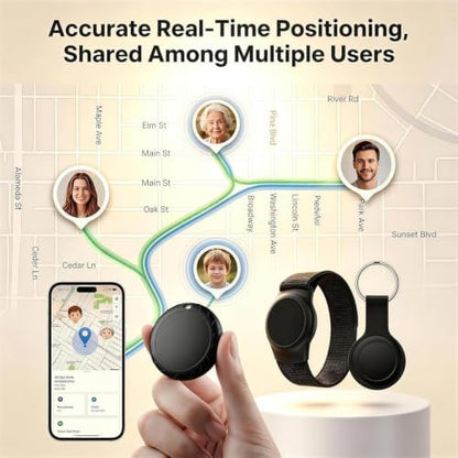GPS Tracker for Elderly People, Real-Time GPS Tracking Device for Kids, Wearable Wristband & Keychain Design, No Monthly Fee/No SIM Card,for iOS Find My（A-MFi Certified） Long STBY,IP68 WP,Lightweight