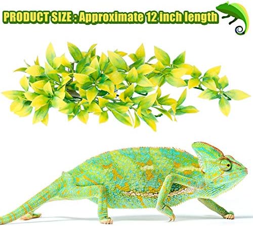 5Pieces Artificial Reptile Plants Lifelike Reptiles Terrarium Leaves Plastic Reptile Habitats Plant Amphibian Hanging Terrarium Plants Decorations with SuctionCups for Hermit Crab Lizards Geckos Snake