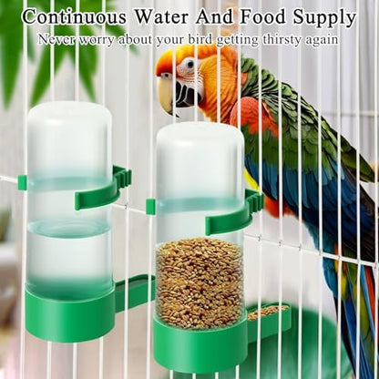 Lamoutor 4Pcs Bird Water Feeder Plastic Drinker Feeder Water Clip for Parrots Budgie Cockatiel Lovebirds