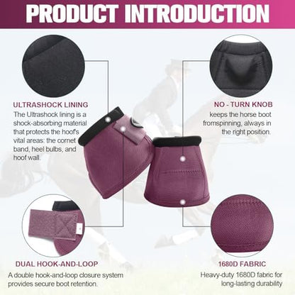 Horse Bell Boots for Outdoor Sports(Maroon, M)