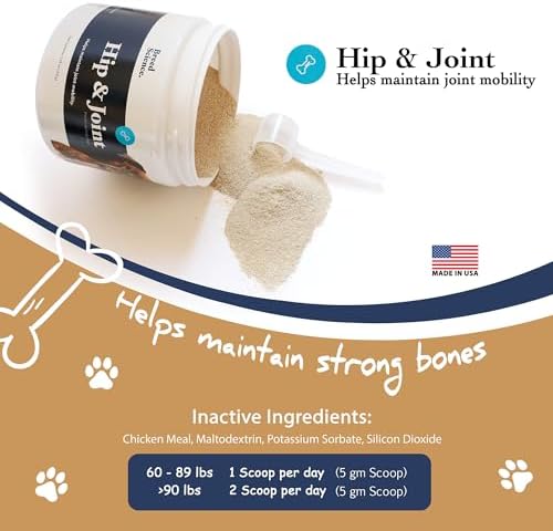 Hip and Joint Food Supplement for Dogs, Medium Breeds- Glucosamine and Chondroitin Powder with Green Lipped Mussel - Pain, Inflammation Relief with Vitamins - Senior Health Supplies for Arthritis