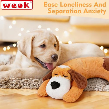 WEOK Heartbeat Puppy for Dogs-for Separation Anxiety Relief, Heartbeat Stuffed Animal Anxiety Calming Behavioral Aid Plush Toy for Dogs Cats Pets