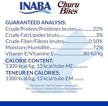 INABA Churu Bites for Cats, Soft Baked Chicken Churu Filled Cat Treats with Green Tea Extract, 0.35 Ounces Each Tube, 9 Tubes Total, Tuna with Salmon Recipe