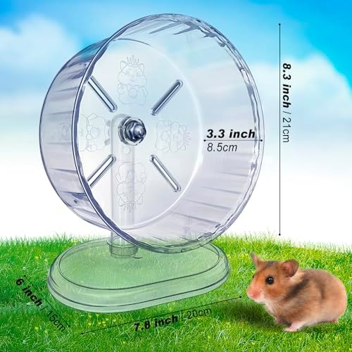 lazYYzal Silent Hamster Wheel, Super-Silent Hamster Exercise Wheels Accessories, Quiet Running Wheels, Adjustable Stand for Hamsters Mice Or Other Small Animals (White, Ф 8.3 inch)