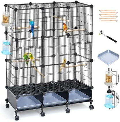 VISCOO Encrypted Metal Bird Cage (46" x 36" x 12") for Parrot Parakeets