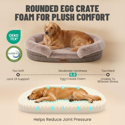 Miorun Fluffy Orthopedic Dog Beds Large Sized Dog, 40" Bolster Sofa Bed