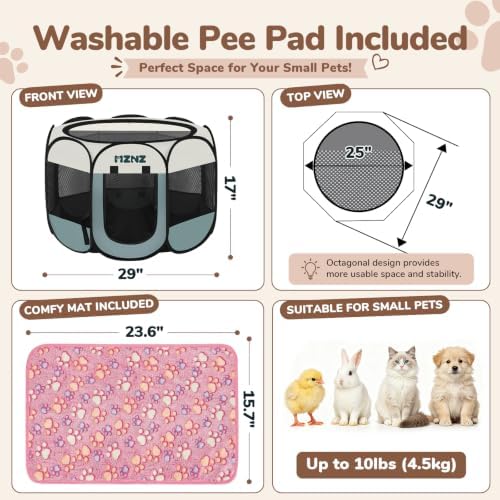 Dog Cat Small Animal Puppy Playpen Crate with 3 Blankets, Small, Grey