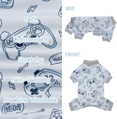 XPUDAC 4 Pack Dog Pajamas for Small Dogs, Soft Dog Onesie, Comfy Puppy Clothes Lightweight Pet Pjs Outfit Pet Clothes for Boy, S