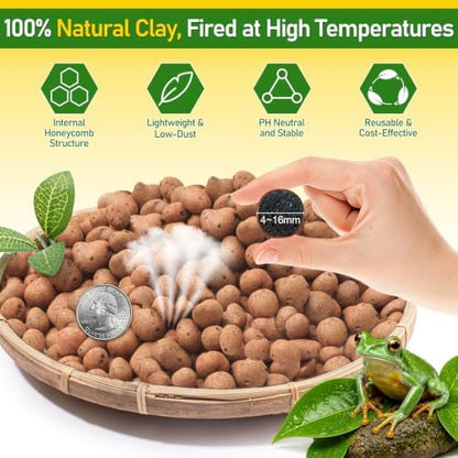 Riare 10LBS Organic Expanded Clay Balls Terrarium Substrate for Reptiles