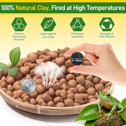Riare 10LBS Organic Expanded Clay Balls Terrarium Substrate for Reptiles
