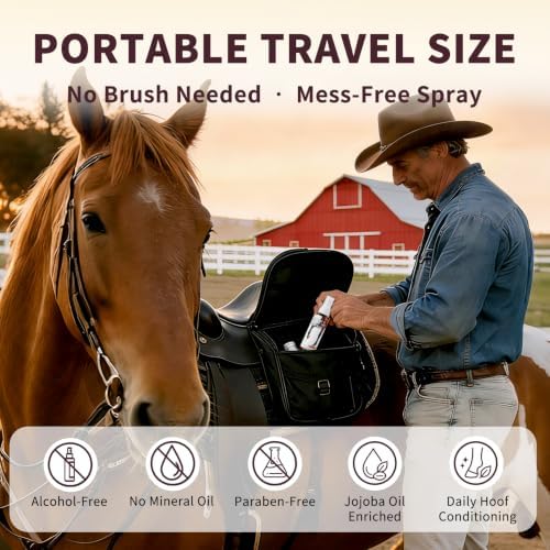 Hoof Oil Spray for Horse – Deep Hydration & Frog Care | Jojoba, Coconut & Tea Tree Formula | Repairs Dry, Cracked, Brittle Hooves & Boosts Natural Shine | 3.38 oz