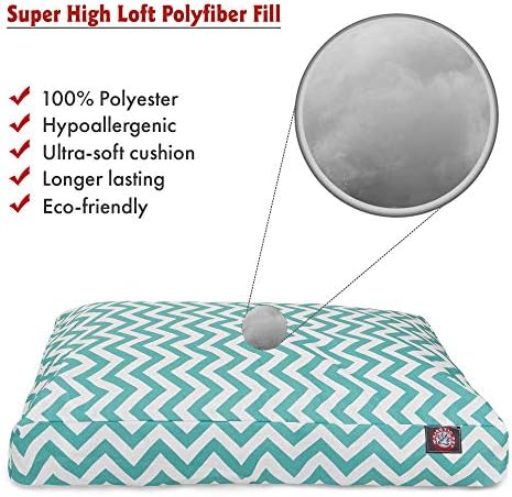 Majestic Pet Rectangular Dog Bed, Medium, 36x29x4 in, Washable, Teal