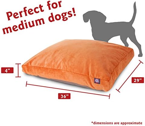 Majestic Pet Rectangular Dog Bed, Medium, 36x29x4 in, Washable, Orange