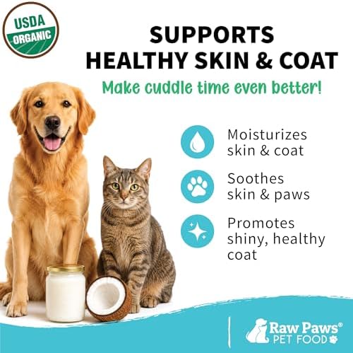Raw Paws Organic Virgin Coconut Oil for Dogs & Cats, 16-oz - Supplement