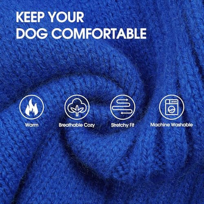 IECOii XXL Dog Sweater,Thermal Knit Turtleneck Big Dog Sweater with Sleeve