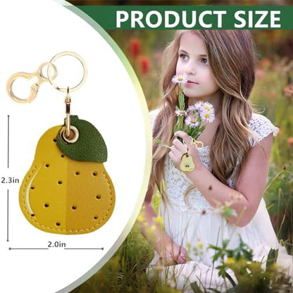 BORKUANA PU Leather Keychain Holder Protective Case Compatible with AirTag