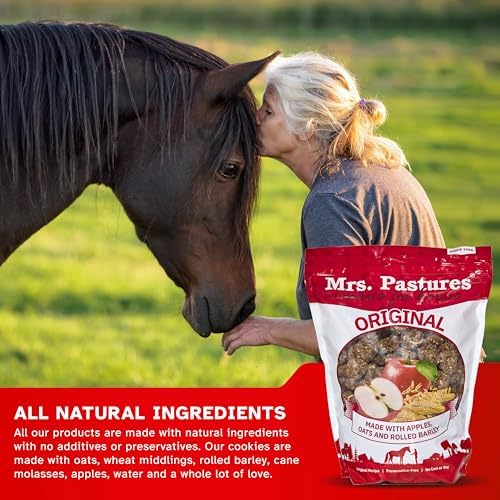 Mrs Pastures Cookies and Treats for Horses - Premium Horse Treats - Made with Apples, Oats, and Rolled Barley - Preservative Free - All Natural Ingredients - No Corn or Soy (15lb Refill Box)
