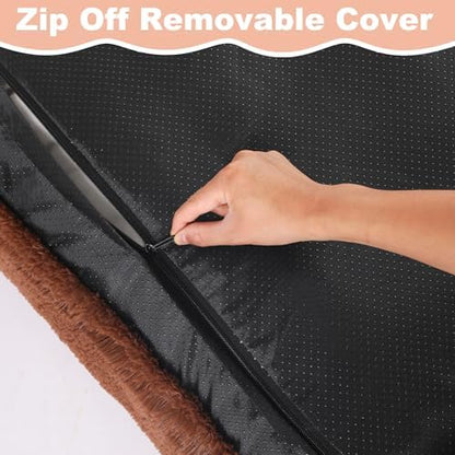 Bedfolks Waterproof Dog Crate Bed, Plush Dog Pad, 17"x12", Solid Brown