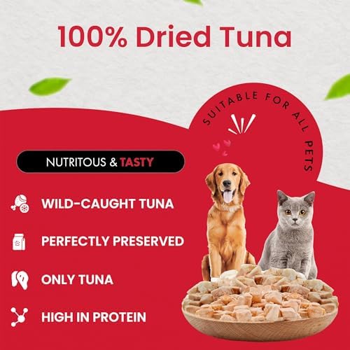 Wild Caught Freeze Dried Tuna Cat & Dog Treats, Omega-3, 1.75oz