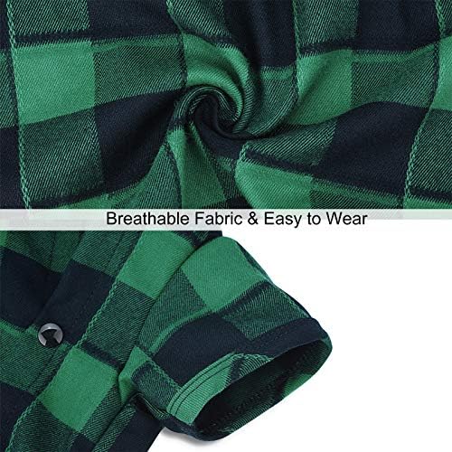 Dog Plaid Shirt for Smal & Medium Dogs Snap T-Shirt Clothes Green#1-2XL