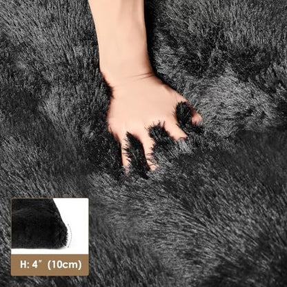 EHEYCIGA Fluffy Dog Crate Bed, Plush Extra Large Dog Pillow, Black