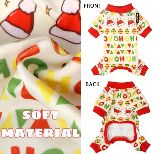XPUDAC 4 Pack Dog Christmas Pajamas Santa Pet Clothes for Small Dogs, M