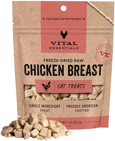Vital Essentials Freeze Dried Cat Treats, Chicken Breast, 1 oz Bag