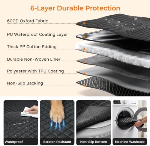 URPOWER Dog Car Seat Cover for Back Seat, Waterproof Hammock for Model Y
