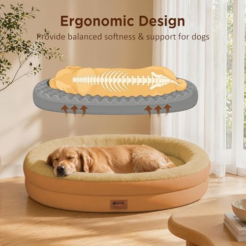 Waterproof Orthopedic Dog Bed for Extra Large Dogs, Orange