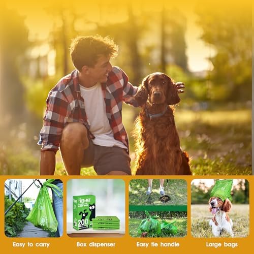 Pet N Pet Poop Bags for Dogs, 200 Count, Unscented, Tie Handles Thick
